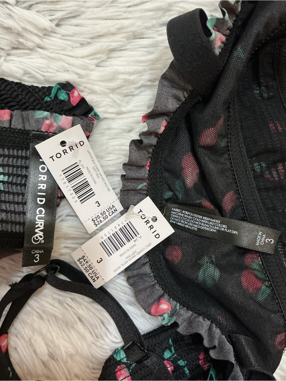 Torrid Curve Cherry Print Bralette & Hipster Panty Set – Size 3 – NWT - Picture 2 of 16